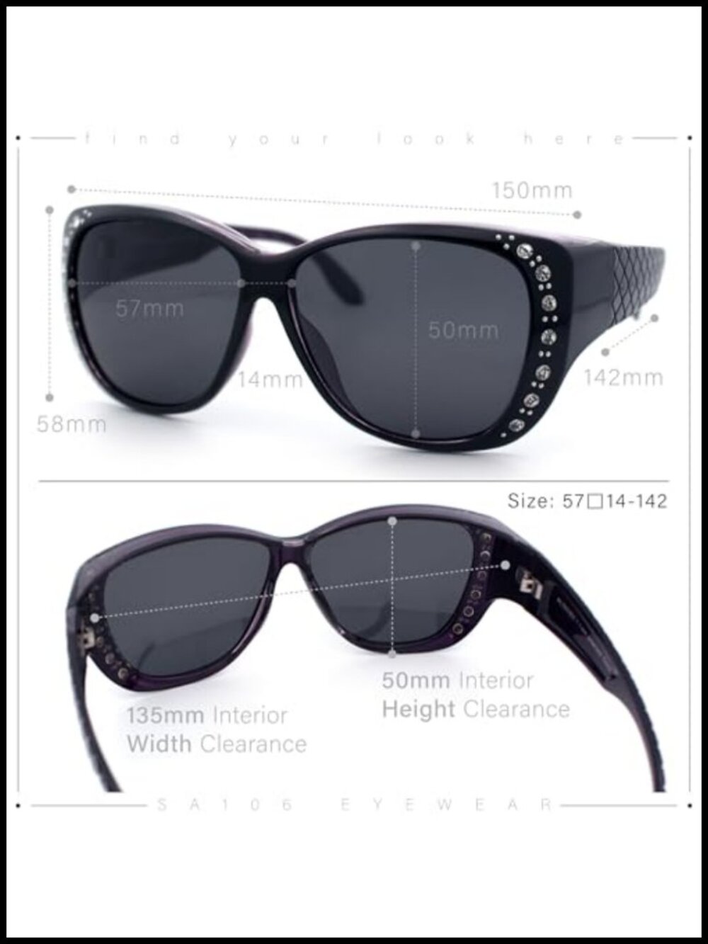 Fit Over Otg Polarized Rhinestone Butterfly Sunglasses View 4
